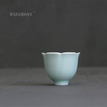 1PCS WIZAMONY Drinkware Tea Cup cups Tea Set Powder Blue Ceramic Chinese KungFu Celadon Flower teacup Porcelain Celadon Hat Bowl 2024 - buy cheap