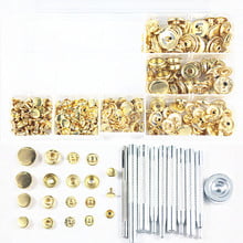 40set Metal Gold Snap Fastener Press Stud Buttons Poppers Leather Craft+50set 8MM Rivets for Leather+10pcs Fixing Tools Kit+Box 2024 - buy cheap