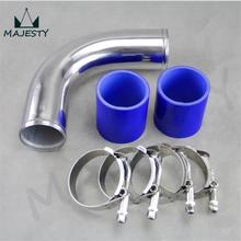 90 degree 60mm 2.36" Aluminum Turbo Intercooler Pipe Piping+silicon hose+T clamps BLUE 2024 - buy cheap