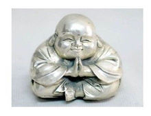 Chinese Tibetan silver carved happy buddha figurine 2024 - buy cheap