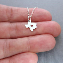 Tiny State Outline Necklace  texas love heart necklace, america USA texas Geographic map state jewelry, state pendant necklace 2024 - buy cheap