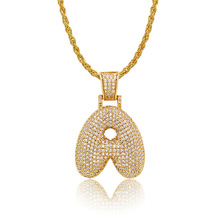 OMYFUN DIY Bubble Letter A-Z Pendant Necklace Gold Filled Initials Full CZ Paved Alphabet Letters Necklaces & Pendants Bijoux 2024 - buy cheap