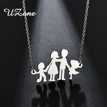 UZone 2018 New Arrival Stainless Steel Kids Mom Dad Family Necklace Figure Parents Son Daughter Love Chain Necklace Jewerly 2024 - buy cheap