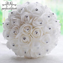 perfectlifeoh White Ivory wedding bouquet Bridesmaid artificial wedding bouquets de noiva flower rose bridal bouquet de mariage 2024 - buy cheap