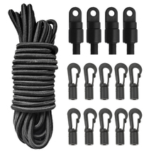 Marine 2 Pairs Shock Cord End Stop+ 6mm 5m Bungee Rope+ 10 Pieces Bungee Cord Hook for Kayak Canoe Fishing Boat Rigging Diving 2024 - buy cheap