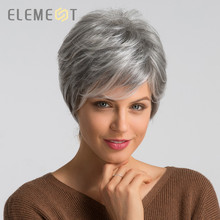 Парик Серый синтетический Element, 50% натуральные волосы с левой стороны 2024 - купить недорого