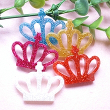 For Diy Decoration 25pcs 35*27mm Hot And Kawaii Flat Back Glitter Cabochon Resin Crown 2024 - buy cheap