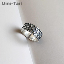 Женское кольцо с пятиконечной звездой Uini-Tail, открытое в стиле ретро из стерлингового серебра 925 пробы, кольцо из тайского серебра в стиле хип-хоп 2024 - купить недорого
