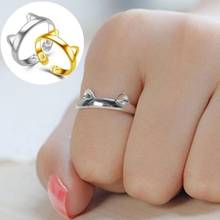 Fancinating посеребренное кольцо с кошачьими ушками кольцо с большим пальцем регулируемое кольцо подарок для питомца ювелирные изделия кольца готические кольца для женщин 2024 - купить недорого