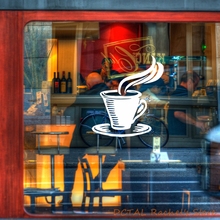 Adesivo de café sala de jantar caneca copo vinil parede para janela café 2024 - compre barato