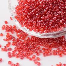 Jewelry DIY Beads Round Glass Seed Beads, Trans. Colours Lustered, Red, Size: about 3mm in diameter, hole: 1mm 2024 - buy cheap