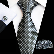 Conjunto de corbatas formales para hombre, corbata con mancuernas, cuadrículas, 8cm, 3 unids/set 2024 - compra barato