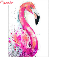 Kits de pintura ponto cruz rosa cisne, faça você mesmo, 5d, pintura diamante pássaros abstratos, presente de natal, mosaico, artesanato, decoração de casa 2024 - compre barato