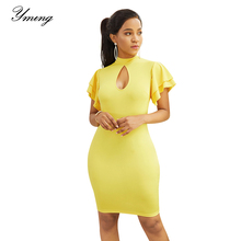 Yming 2019 Summer Sexy Club Dress for Women Bodycom Vestidos Evening Party Ruffle Sleeve Dresses Beach Sundress Midi Dress 2024 - buy cheap