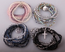 MOODPC Fashion Mix Color 6 Strands Crystal Pendants Stretchy Bracelets Glass Beaded Bracelet & Bangle 2024 - buy cheap