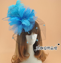 Vogue natural avestruz pena fascinator topo chapéu véu grampo de cabelo para mulheres noiva malha pena headwear acessórios para cabelo feminino 2024 - compre barato