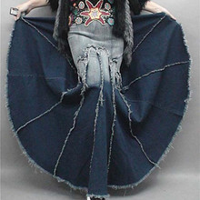 Lady Long Denim Skirt women High Waist Gradient Tassel Jeans Trumpet Fish Tail Mermaid long Skirts womens 2024 - buy cheap