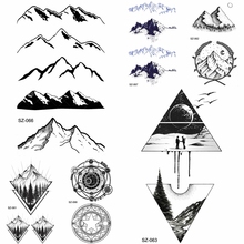 YURAN Black Iceberg Temporary Tattoo Stickers Mountain Arm Art Men Fake Tatoos Triangle Women Rivers Land Water Transfer Tattoo 2024 - buy cheap