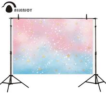 Allenjoy papel de parede para fotochamada, rosa, azul pistola, estrelas douradas, decoração brilhante, pasta, fotógrafo, cenário da câmera 2024 - compre barato