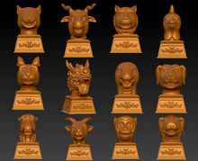 Modelo 3D para máquina de escultura de figura tallada en 3D cnc en formato de archivo STL cultura occidental, el antiguo Palacio de Verano zodiaco chino 2024 - compra barato