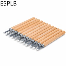 ESPLB 12pcs Carbon Steel Woodcut Knife Wood Carving Tools Non Slip Wood Handle Woodworking Arts Craft Cutter Graver Scalpel 2024 - buy cheap