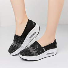 VTOTA Women Mesh Flat Shoes Sneakers Platform Women Loafers 2019 Breathable Air Mesh Crystal Wedges Shoes Slip On Flats Footwear 2024 - buy cheap