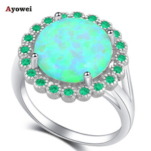 Ayowei Weddding Accessories Green Fire Opal 925 Silver Rings Fashion Jewelry Ring for Women USA Size #6#7#8#9#10 OR865A 2024 - buy cheap