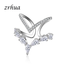 Zrhua anéis femininos de prata refinada 925, joia para casamento e noivado, amor, zircônio aaa, anillos, bague, presentes para mulheres 2024 - compre barato