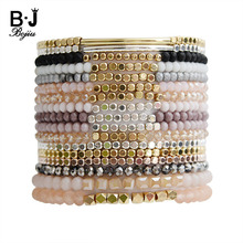 BOJIU Multicolor Crystal Strand Bracelets For Women Gold Acrylic Copper Beads Pink White Black Gray Crystal Bracelet Femme BC226 2024 - buy cheap