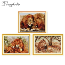 Lions cross stitch kit aida 14ct 11ct count printed canvas stitches embroidery DIY handmade needlework 2024 - buy cheap