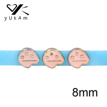 Yukam joias 8mm deslizante strass rosa esmalte pigmento artístico paleta de pintura deslizante amuletos para pulseira acessórios de fabricação 2024 - compre barato