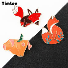 Timlee X106 Free shipping Cartoon Lovely Dripping Oil Animal Pig Fox Alloy Brooch Pins,Fashion Jewelry Wholesale 2024 - buy cheap