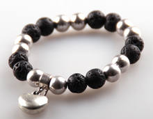 Frete grátis pulseira de pedra semipreciosa da moda com pingente de coração bracelete de lava de metal feminino ou masculino 2024 - compre barato