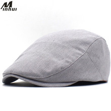 Minhui Cotton Linen Hats for Men Outdoor Casquette Gorras Flat Cap Solid Casual Beret Hat 2024 - buy cheap