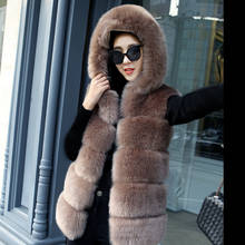 S-4XL Female Hooded Fur Coat 2019 New Winter Thick Warm Faux Silver Fox Fur Vest Women High-Grade Cappa Fashion Cardigan 2024 - buy cheap