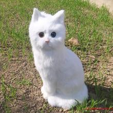 Simulação de cócoras bonito gato branco 35x15 cm modelo polietileno & peles de gato modelo de decoração para casa adereços, modelo presente d565 2024 - compre barato