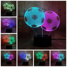 Sports Style Two Football Soccer 3D LED Night Lihgt Double Mixed Dual Colors Kid Gift Home Decor Lustre Table Lamp Multicolor 2024 - buy cheap