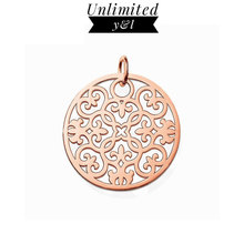 Flower Round Pendants Ornament Rose Gold Hollow Out Fashion Jewelry Necklaces Accessories for Women Gift 2024 - buy cheap