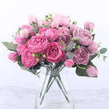 30cm Rose Pink Silk Peony Artificial Flowers Bouquet 5 Big Head and 4 Bud Cheap Fake Flowers for Home Wedding Decoration indoor 2024 - купить недорого