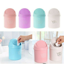 Cute Mini Desktop Household With Bins Desk Lid Waste Small Clean Trash With Lid Random Color 2024 - buy cheap
