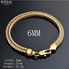 KITEAL best friends Gold color    bracelets for man 6MM 19 21 CM 20 inch link chain  link chain pulsera wedding jewelry 2024 - buy cheap