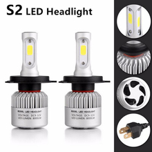 Lâmpadas led para farol de carro, 2 flash, s2, h4, h7, h1, cob, h11, h13, 12v, 9005, 9006, 9004, 9007, 36w, 8000lm, 9012 k 2024 - compre barato