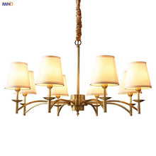 IWHD American Country LED Chandelier For Bedroom Living Room Loft Decor Vintage Fabric Copper Chandeliers LED Lustre Lampadario 2024 - buy cheap