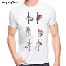 Funny Cute Pugs Dance T Shirt men's English Bulldog/cat Pole Dancing Printed T-Shirt High Quality Hipster Short Sleeve 2024 - buy cheap