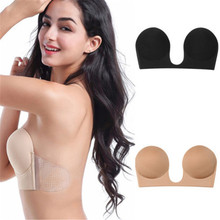 Invisible Push Up Bras Women Strapless Bras Dress Wedding Party Sticky Self-Adhesive Silicone Brassiere Breathable Deep U Bra 2024 - buy cheap