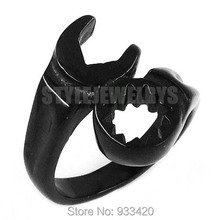 Free shipping! New Jagged Spanner Ring Black Motorcycle Biker Ring Stainless Steel Jewelry Fashion Motor Biker Men Ring SWR0415B 2024 - buy cheap
