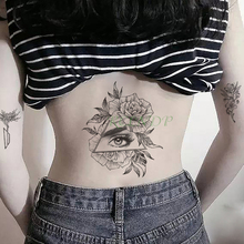 Pegatina de tatuaje temporal a prueba de agua para mujer y niña, tatuaje falso triangular de ojo de flor rosa, tatuaje flash, tatuaje temporal, brazo de pierna 2024 - compra barato