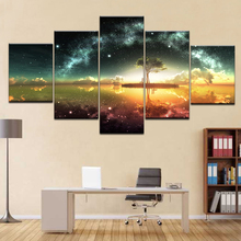 Cuadro de Pintura Modular Vintage para decoración del hogar, póster impreso, 5 paneles, paisaje bonito y lienzo de árbol, foto de arte de pared 2024 - compra barato