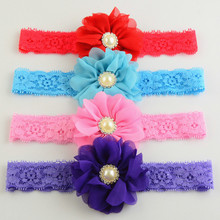 Wholesale 200pcs/lot DHL Free New Lace Headband With Pearl Centre Chiffon Flower 15C Available For Girls Headwear FDA120 2024 - buy cheap