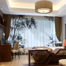 Cortinas translúcidas de tul con patrón de bambú, semisombra, hilo francés, personalizadas, para sala de estar y tt-0009 2024 - compra barato